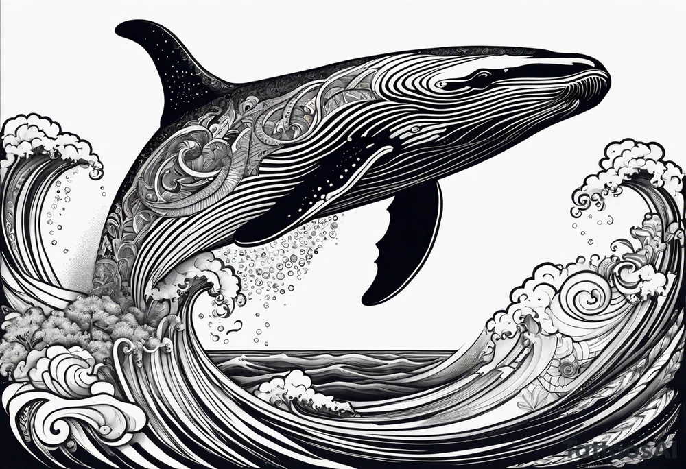 Hawaii whale breaching paisley tattoo idea