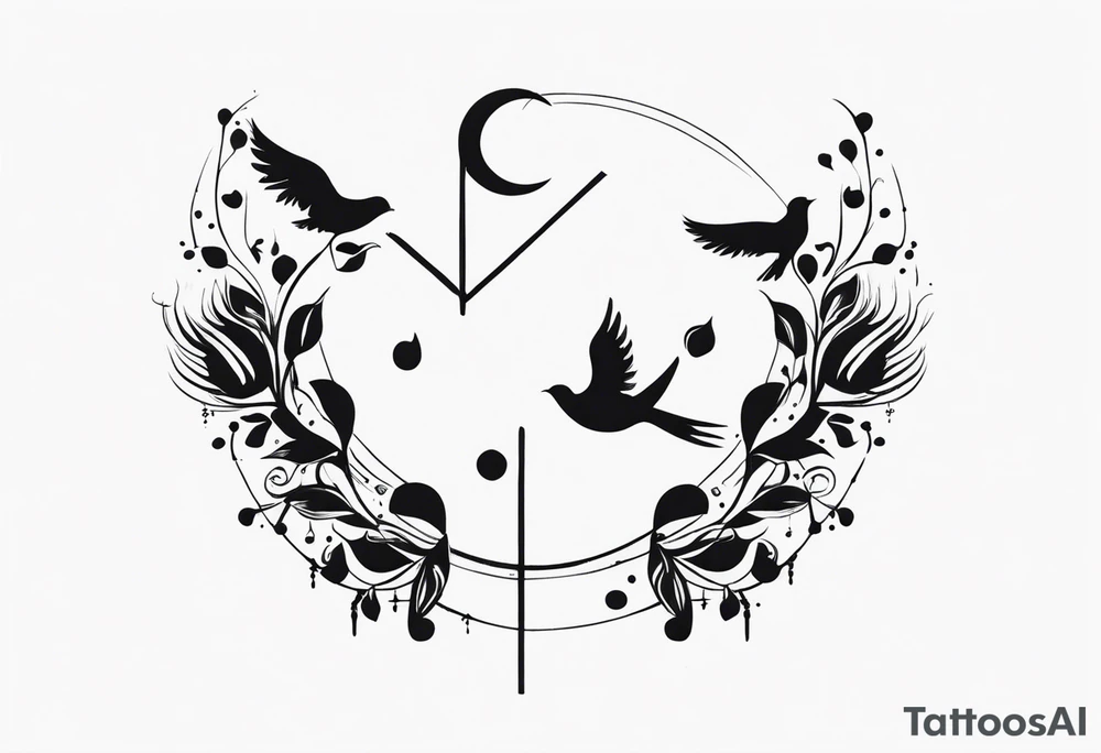 Semicolon with two birds and theatre masks tattoo idea