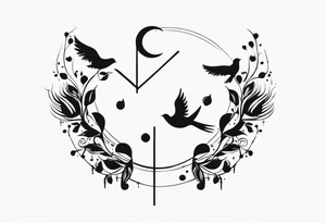 Semicolon with two birds and theatre masks tattoo idea