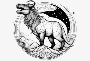 Capricorn constellation with a little dinosaur tattoo idea