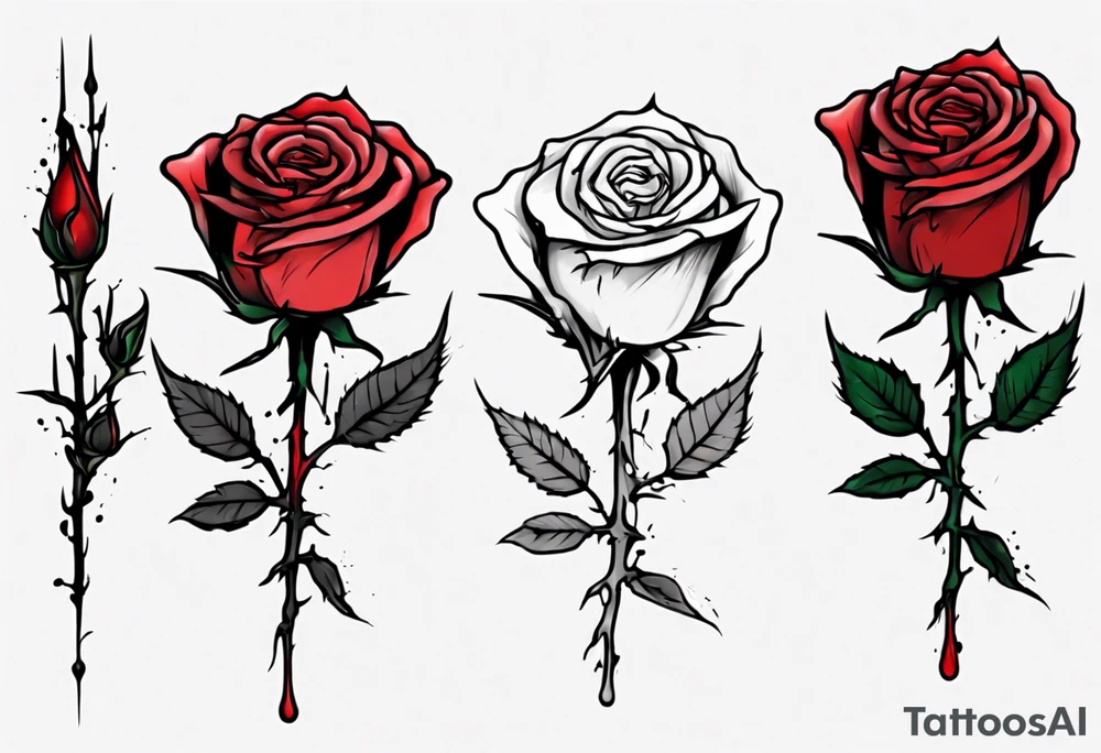 bleeding rose without stem flowers and only thorns tattoo idea