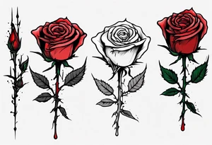 bleeding rose without stem flowers and only thorns tattoo idea