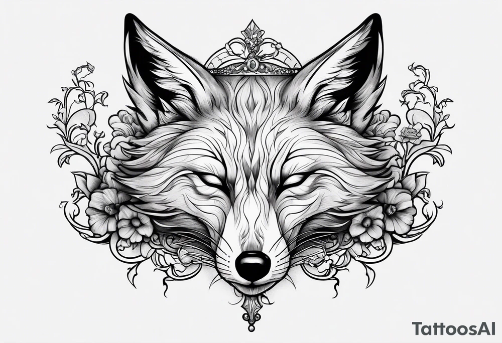 Creepy evil fox sleeping dead tattoo idea