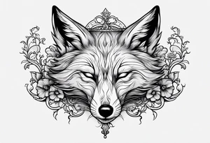Creepy evil fox sleeping dead tattoo idea