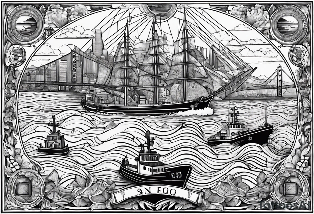 Coast Guard San Francisco map tattoo idea