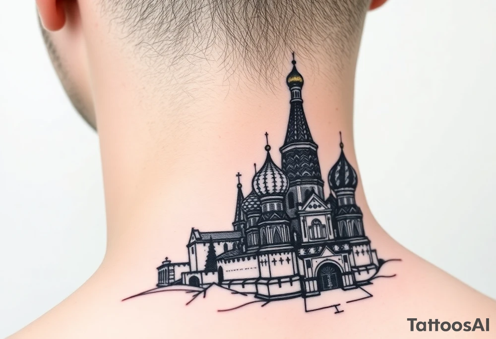 The Kremlin or St. Basil's Cathedral scene tattoo idea