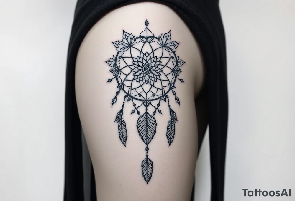Flower dreamcatcher tattoo idea