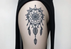 Flower dreamcatcher tattoo idea