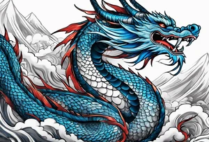 japanese dragon with blue highlights tattoo idea