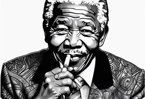 Nelson Mandela smoking cigarette tattoo idea