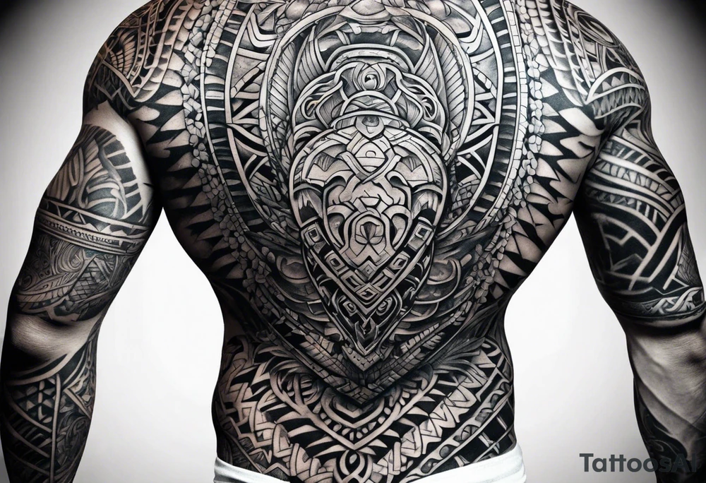 Full Polynesian tribal sleeve with turtle on top on arm tattoo idea Full Polynesian tribal sleeve with turtle on top on arm tattoo idea