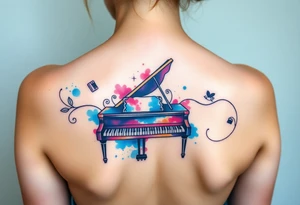 Colorful piano tattoo idea