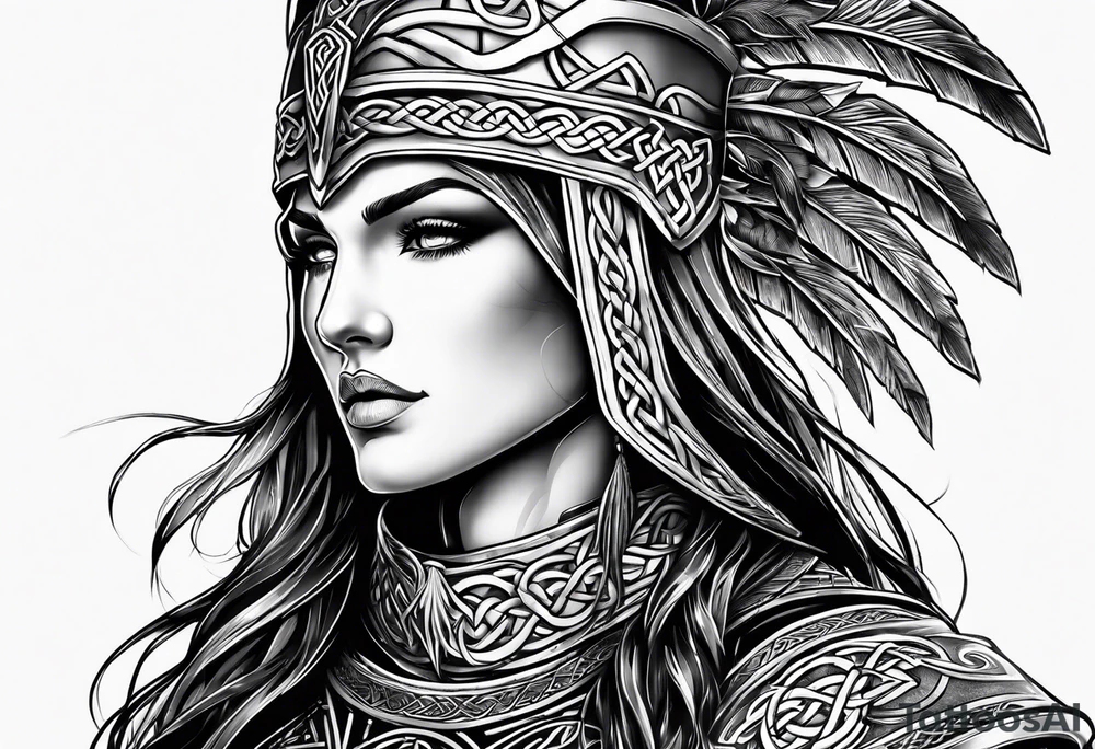 Celtic warrior full body side profile tattoo idea