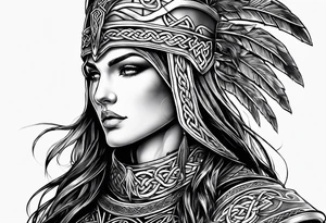 Celtic warrior full body side profile tattoo idea