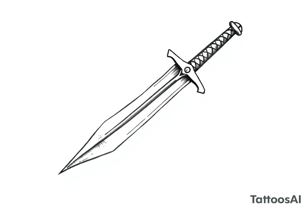 generate one sword and make the tip of the edge kind of pushed in tattoo idea