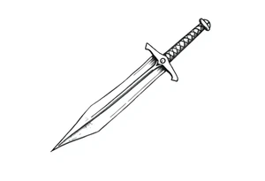 generate one sword and make the tip of the edge kind of pushed in tattoo idea