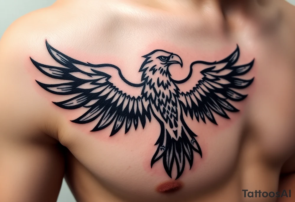 magastic eagle with paper in ita claws tattoo idea