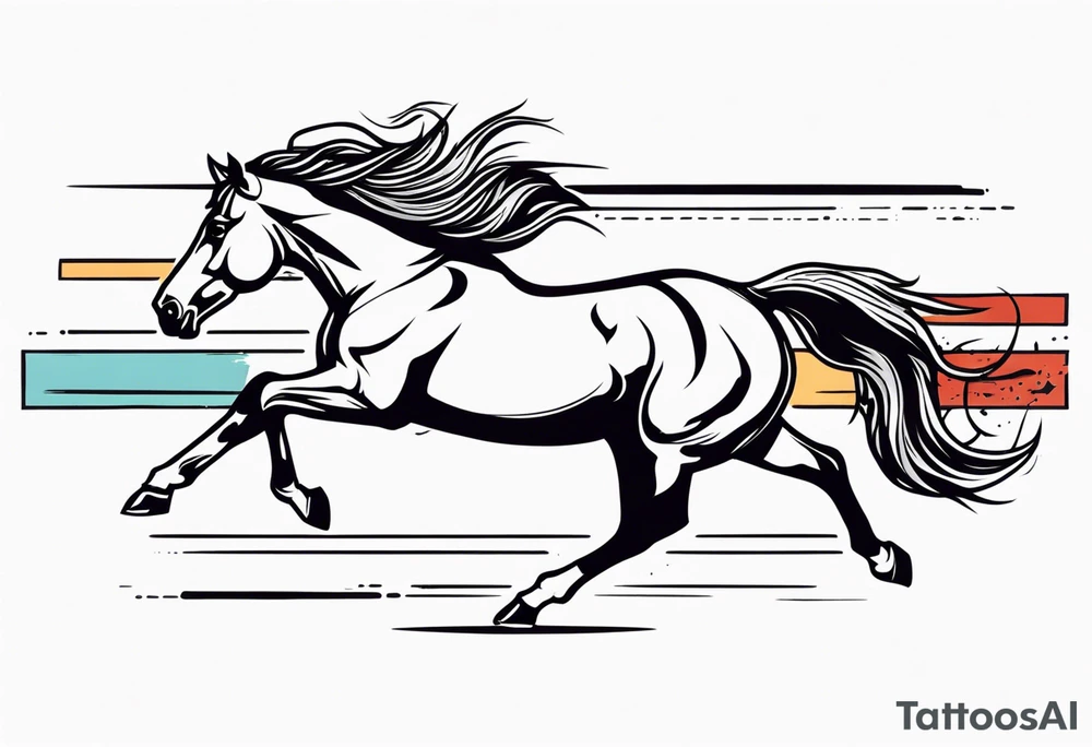 mustang jumping through banner tattoo idea
