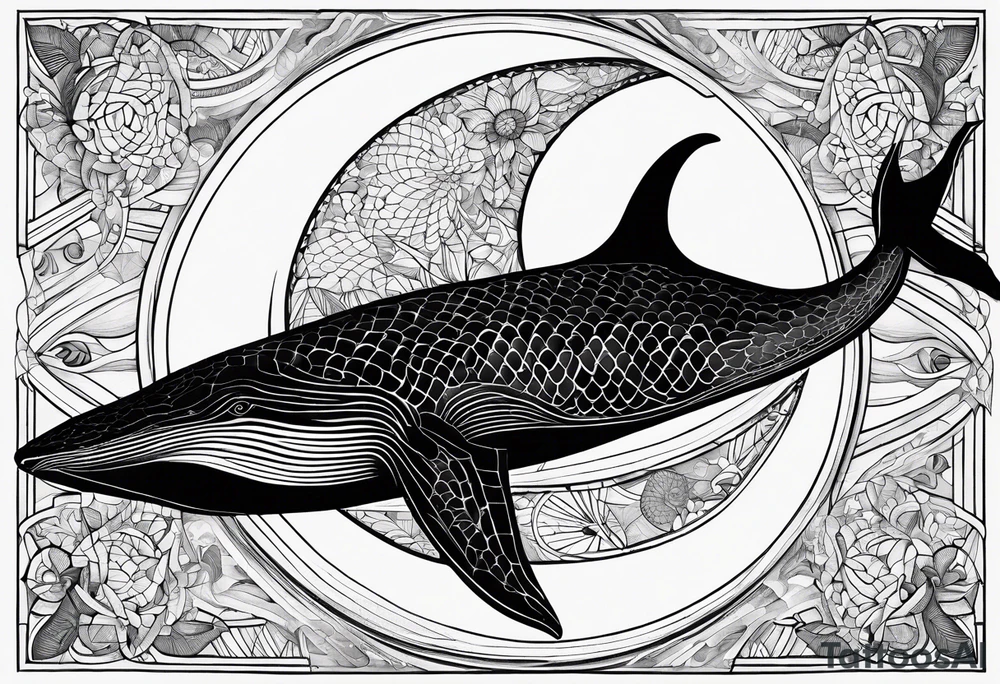 Blue whale and the moon tattoo idea