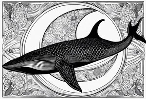 Blue whale and the moon tattoo idea
