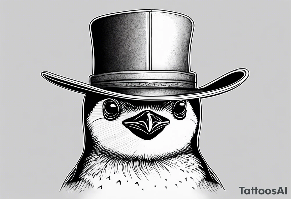 Small penguin wearing a 
Cowboy hat tattoo idea