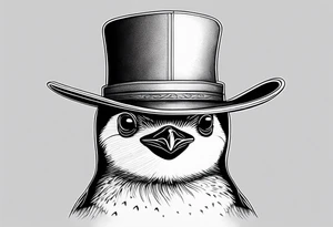 Small penguin wearing a 
Cowboy hat tattoo idea