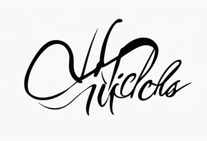 Nicholas written in cursive on spine tattoo idea
