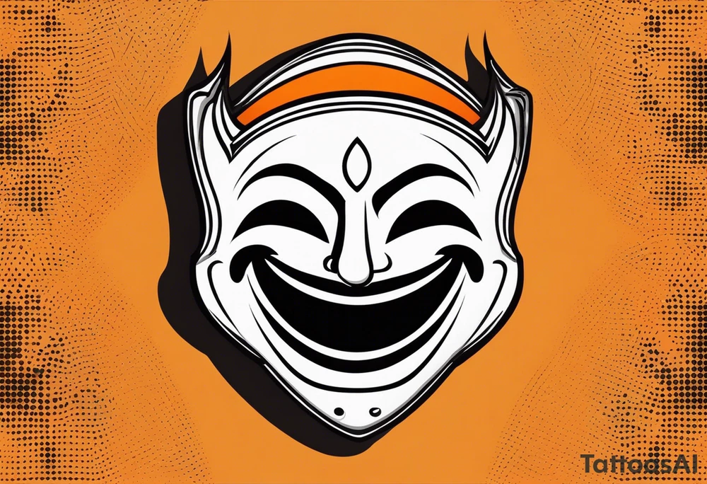 Laughing mask that is orange and black simplistic tattoo idea