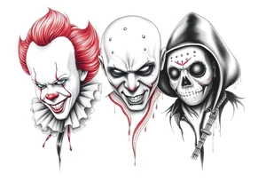 Pennywise, Freddy Krueger, Michael Meyers, jason voorhees, and chucky tattoo idea