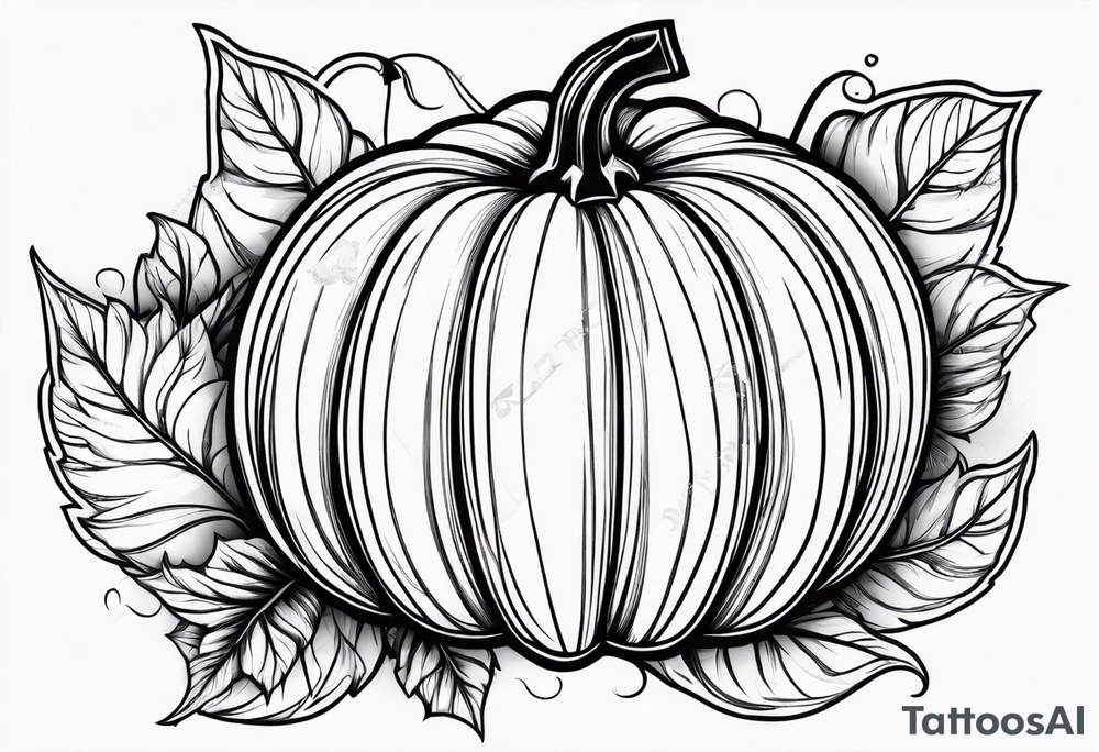 Pumpkin with leaves tattoo idea