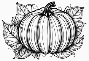 Pumpkin with leaves tattoo idea