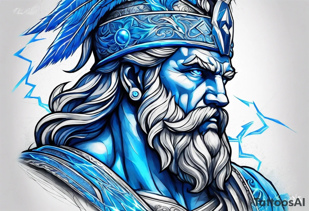 Zeus, blue, lightning tattoo idea