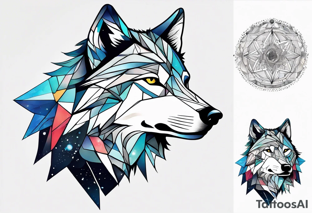 Constellation, animal wolf snow , géométric tattoo idea