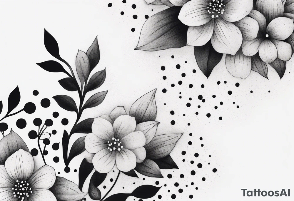 Design a minimalist tattoo featuring a combination of small flowers and leaves, arranged in a graceful, flowing pattern tattoo idea