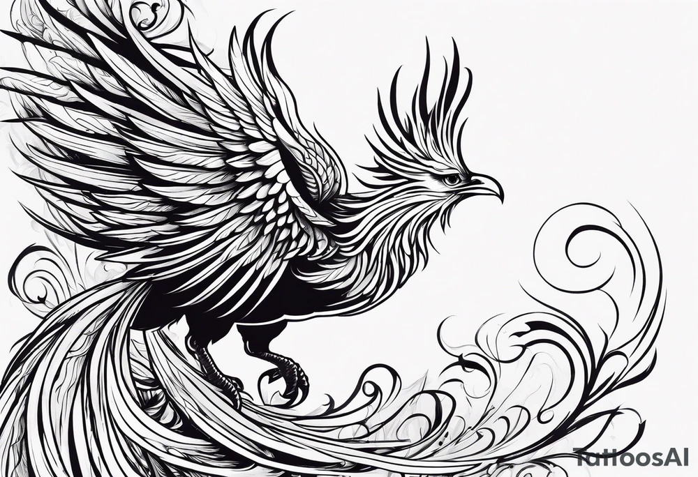 Small phoenix rising up. For mom memory. Little details tattoo idea