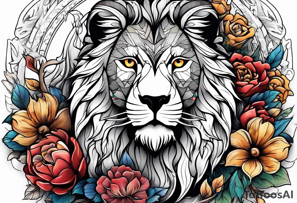 A lion, a Wolf and an owl. tattoo idea