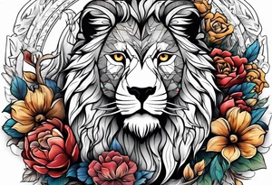 A lion, a Wolf and an owl. tattoo idea