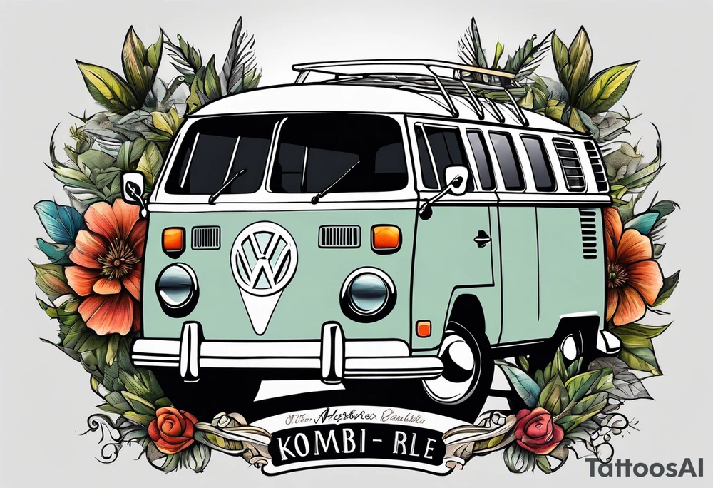 VW Kombi, Australian bush, Compass rose tattoo idea
