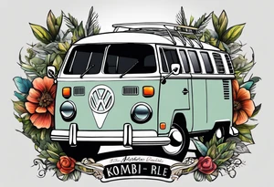 VW Kombi, Australian bush, Compass rose tattoo idea
