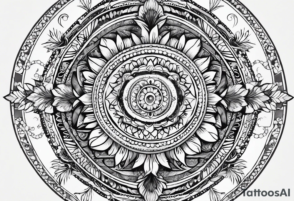 Mandala feather with birds, water tattoo idea