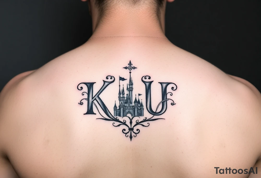 KLU initials combined into one logo with Disney theme tattoo idea