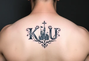 KLU initials combined into one logo with Disney theme tattoo idea