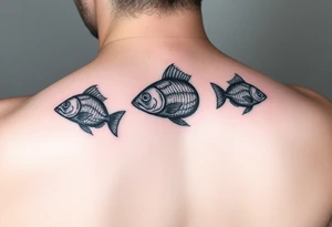 Two to three ocean fish swimming with shadows up my knee tattoo idea