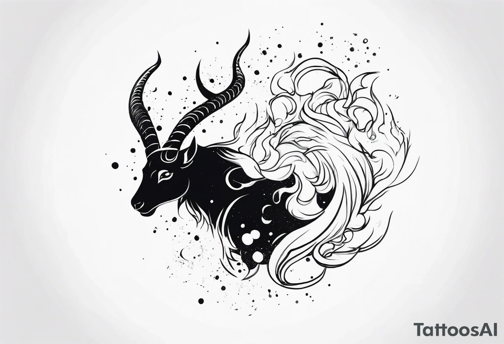 exploding capricorn tattoo idea