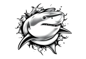 Cute great white shark flowing tattoo idea