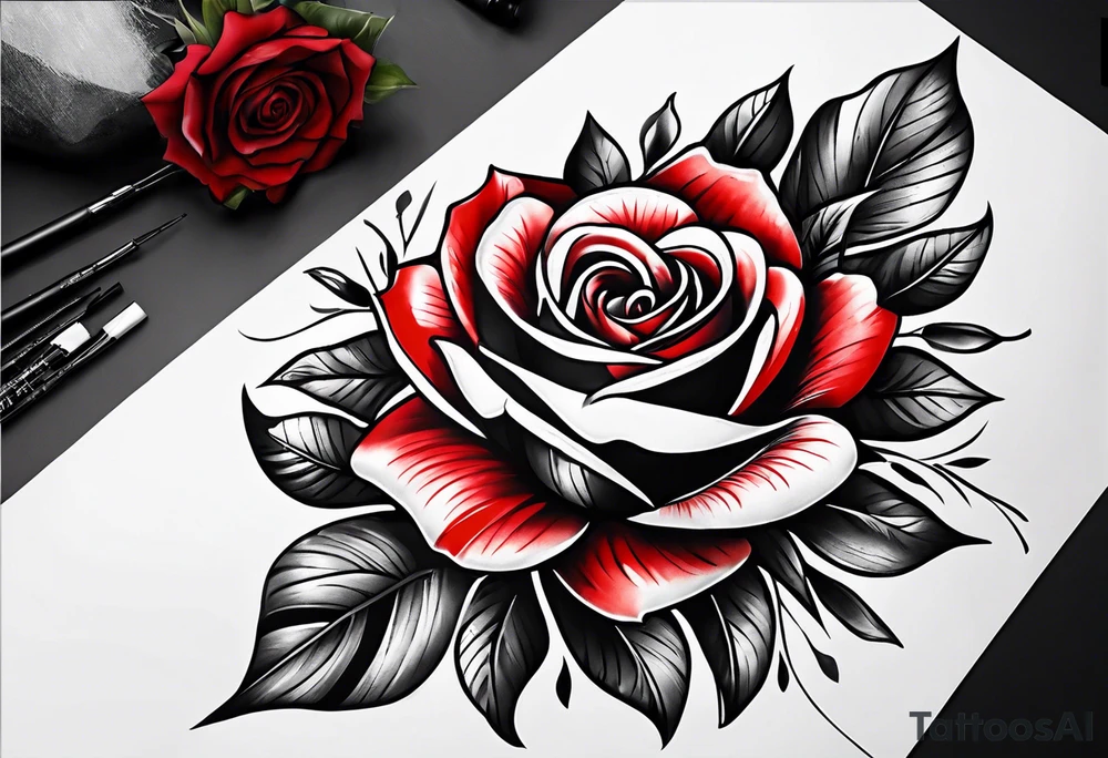 black and red arm tattoo with unique design without roses tattoo idea