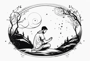 man praying for a fairy to appear tattoo idea