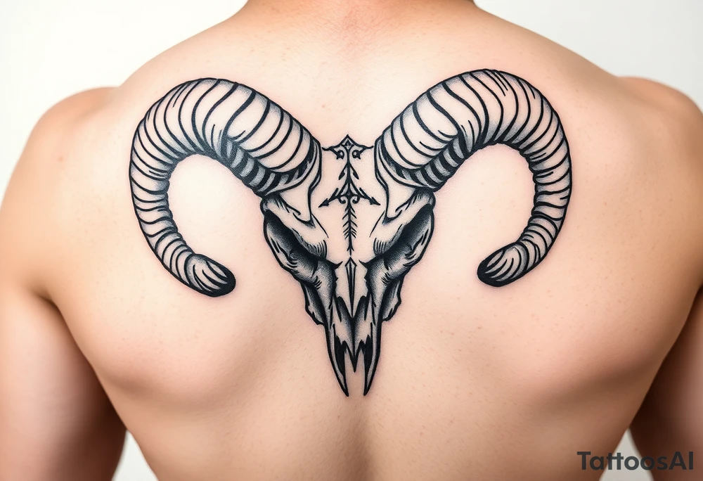 Demonic ram skull tattoo idea