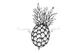Pubic area vagina and anus using a  pineapple with diamonds, magestic, crown, tattoo idea