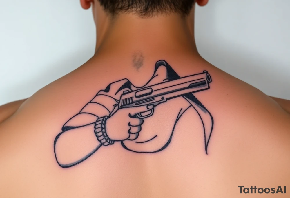 A sexy bad nun junkie with a gun tattoo idea